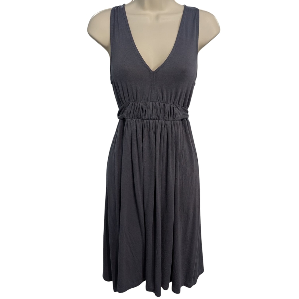 Trulli Gray Sleeveless‎ V-Neck Empire Waist Tie Front Dress Size XS